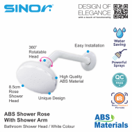 Mutiara SH-704-W ABS Shower Rose With Shower Arm Shower Head Bathroom Shower Head - Image 3