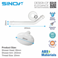 Mutiara SH-704-W ABS Shower Rose With Shower Arm Shower Head Bathroom Shower Head - Image 6