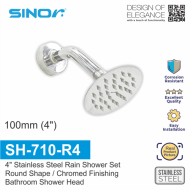 Sinor SH-710-R4 Stainless Steel 4 Inches Round Ultra Thin Shower Head Set