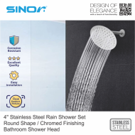 Sinor SH-710-R4 Stainless Steel 4 Inches Round Ultra Thin Shower Head Set - Image 6