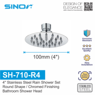 Sinor SH-710-R4 Stainless Steel 4 Inches Round Ultra Thin Shower Head Set - Image 7