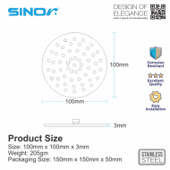 Sinor SH-710-R4 Stainless Steel 4 Inches Round Ultra Thin Shower Head Set - Image 8