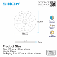 Sinor SH-710-R6 Stainless Steel 6 inches Round Ultra Thin Shower Head Set - Image 8