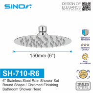 Sinor SH-710-R6 Stainless Steel 6 inches Round Ultra Thin Shower Head Set - Image 7