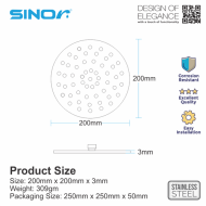 Sinor SH-710-R8 Stainless Steel 8 Inches Round Ultra Thin Shower Head Set - Image 8