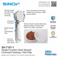 Sinor SH-7107-1 ABS Ion Filter Hand Shower Head Mineral Ball Beads - Image 3