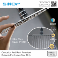Sinor SH-711-S4 Stainless Steel 4 Inches Square Ultra Thin Shower Head Set - Image 4