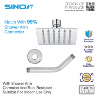 Sinor SH-711-S4 Stainless Steel 4 Inches Square Ultra Thin Shower Head Set - Image 5