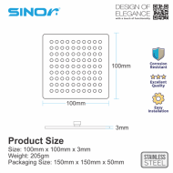 Sinor SH-711-S4 Stainless Steel 4 Inches Square Ultra Thin Shower Head Set - Image 8