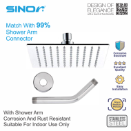Sinor SH-711-S6 Stainless Steel 6 Inches Square Ultra Thin Shower Head Set - Image 4