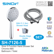 Sinor SH-7126-5 5 Function ABS Hand Shower With Holder Bathroom Hand Shower Set