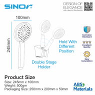 Sinor SH-7126-5 5 Function ABS Hand Shower With Holder Bathroom Hand Shower Set - Image 6