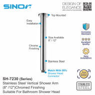 Sinor SH-7230 Stainless Steel Vertical Bathroom Shower Arm - Image 3