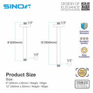 Sinor SH-7230 Stainless Steel Vertical Bathroom Shower Arm - Image 8