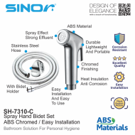 Sinor SH-7310-C Premium ABS Hand Bidet Toilet Spray Set With 1.2m Stainless Steel Hose And Wall Holder - Image 3