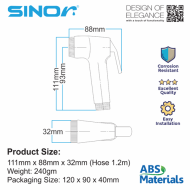 Sinor SH-7310-C Premium ABS Hand Bidet Toilet Spray Set With 1.2m Stainless Steel Hose And Wall Holder - Image 6