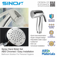 Sinor SH-7312-C Premium ABS Bathroom Hand Bidet Toilet Spray Set With 1.2m Stainless Steel Hose And Wall Holder - Image 4