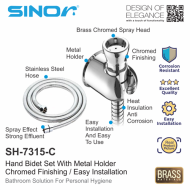 Sinor SH-7315-C Premium Bathroom Hand Bidet Toilet Spray Set With 1.2m Stainless Steel Hose And Wall Holder - Image 3