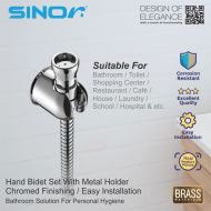 Sinor SH-7315-C Premium Bathroom Hand Bidet Toilet Spray Set With 1.2m Stainless Steel Hose And Wall Holder - Image 5