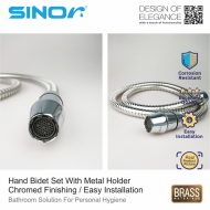 Sinor SH-7316-C Premium Hand Bidet Toilet Spray Set With 1.2m Stainless Steel Hose And Wall Holder - Image 4