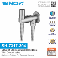 Sinor SH-7317-304 Premium SUS304 Stainless Steel Bathroom Hand Bidet Toilet Spray With Control Valve