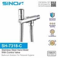 Sinor SH-7318-C Premium Stainless Steel Bathroom Hand Bidet Toilet Spray With Control Valve