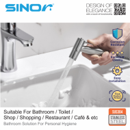 Sinor SH-7320-304 SUS304 Stainless Steel Bathroom Hand Bidet Spray Head With 1.2m Stainless Steel Hose And Wall Holder - Image 6