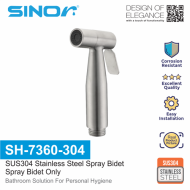 Sinor SH-7360-304 SUS304 Stainless Steel Hand Bidet Spray Head Only Bathroom Toilet Bidet Spray