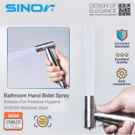 Sinor SH-7360-304 SUS304 Stainless Steel Hand Bidet Spray Head Only Bathroom Toilet Bidet Spray - Image 5