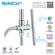 Sinor SH-7402-2W Bathroom Shower Panel Set Round Shower Head & Handheld Shower Head - Image 6