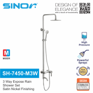 Sinor SH-7450-M3W Three Way Expose Rain Shower Set Mixer Bathroom Shower Panel Set Mixer