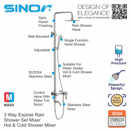 Sinor SH-7450-M3W Three Way Expose Rain Shower Set Mixer Bathroom Shower Panel Set Mixer - Image 3