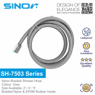 Sinor SH-7503-series Nylon Braided Shower Hose Bathroom Bidet Hose Hand Shower Hose Nylon Hose