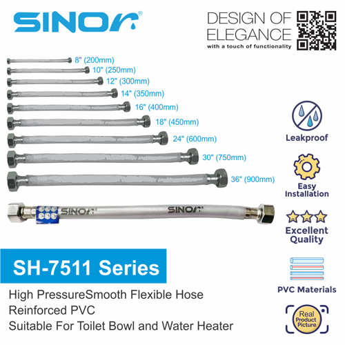 Sinor SH-7511-Series PVC Reinforced High Pressure Smooth Flexible Hose