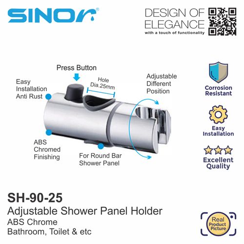 SH-90-25-02 Sinor SH-90-25 Adjustable Shower Panel Holder Shower Head Holder Bathroom Shower Holder - Image 3