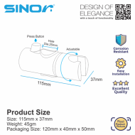 Sinor SH-90-25 Adjustable Shower Panel Holder Shower Head Holder Bathroom Shower Holder - Image 6