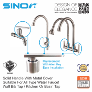 Sinor SHD-02-S SUS304 Stainless Steel Solid Handle Water Faucet Replacement Handle - Image 4