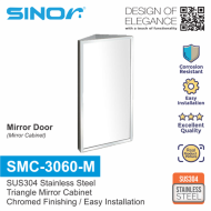 Sinor SMC-3060-M Fully SUS304 Stainless Steel Wall-mounted Triangle Corner Bathroom Mirror With Multiple Compartments Cabinet