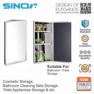 Sinor SMC-3060-M Fully SUS304 Stainless Steel Wall-mounted Triangle Corner Bathroom Mirror With Multiple Compartments Cabinet - Image 4