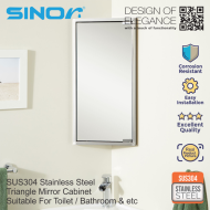Sinor SMC-3060-M Fully SUS304 Stainless Steel Wall-mounted Triangle Corner Bathroom Mirror With Multiple Compartments Cabinet - Image 5