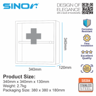 Sinor SMC-3434 Fully SUS304 Stainless Steel Wall-mounted First Aid Medicine Cabinet With Transparent Glass - Image 6