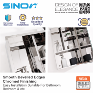 Sinor SMC-4060 Fully SUS304 Stainless Steel Wall-mounted Rectangle Bathroom Mirror With Multiple Compartments Cabinet - Image 4