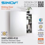 Sinor SMC-4560-R30 Fully SUS304 Stainless Steel Wall-mounted Rectangle Bathroom Mirror With Multiple Compartments Cabinet Sliding Door - Image 3