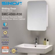 Sinor SMC-4560-R30 Fully SUS304 Stainless Steel Wall-mounted Rectangle Bathroom Mirror With Multiple Compartments Cabinet Sliding Door - Image 4