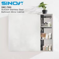 Sinor SMC-7060 Fully SUS304 Stainless Steel Wall-mounted Rectangle Bathroom Mirror With Multiple Compartments Cabinet - Image 4