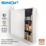 Sinor SMC-7060 Fully SUS304 Stainless Steel Wall-mounted Rectangle Bathroom Mirror With Multiple Compartments Cabinet - Image 5