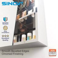 Sinor SMC-7060 Fully SUS304 Stainless Steel Wall-mounted Rectangle Bathroom Mirror With Multiple Compartments Cabinet - Image 7