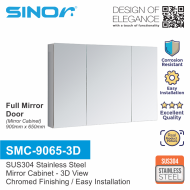 Sinor SMC-9065-3D Fully SUS304 Stainless Steel Wall-mounted 3d View Mirror With Multiple Compartments Cabinet