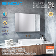 Sinor SMC-9065-3D Fully SUS304 Stainless Steel Wall-mounted 3d View Mirror With Multiple Compartments Cabinet - Image 9