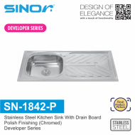 Sinor SN-1842-P Stainless Steel Kitchen Sink With Drain Board - Developer Series